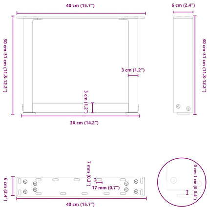 Soffbordsben U-formade 2 st naturstål 40x(30-31) cm stål