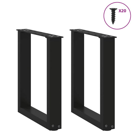 Soffbordsben U-formade 2 st svarta 38x(42-43) cm stål