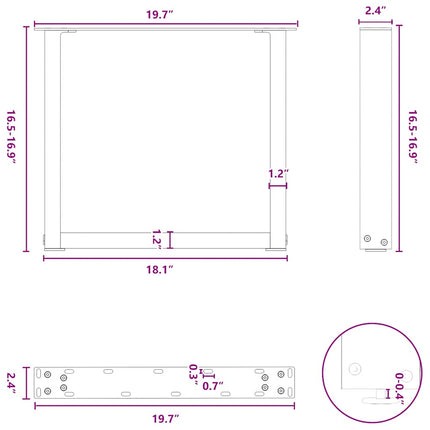 Soffbordsben U-formade 2 st vita 50x(42-43) cm stål