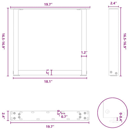 Soffbordsben U-formade 2 st naturstål 50x(42-43) cm stål