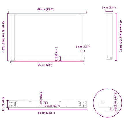 Soffbordsben U-formade 2 st antracit 60x(42-43) cm stål