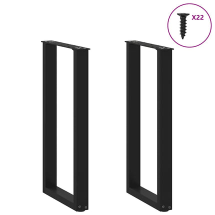 Konsolbordsben U-formade 2 st svarta 38x(72-73) cm stål