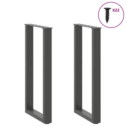 Konsolbordsben U-formade 2 st antracit 38x(72-73) cm stål