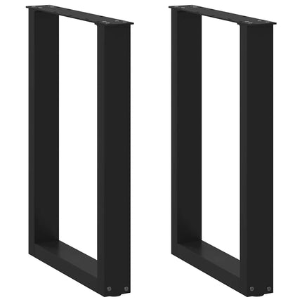 Matbordsben U-formade 2 st svarta 50x(72-73) cm stål