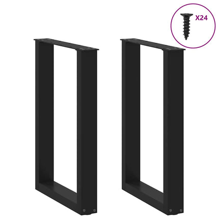 Matbordsben U-formade 2 st svarta 50x(72-73) cm stål