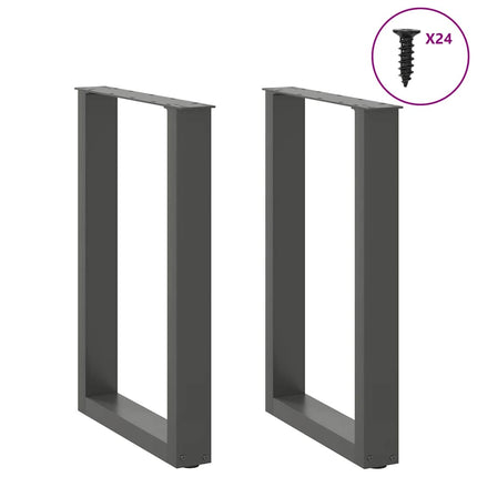 Matbordsben U-formade 2 st antracit 50x(72-73) cm stål
