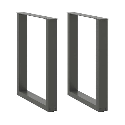 Matbordsben U-formade 2 st antracit 70x(72-73) cm stål