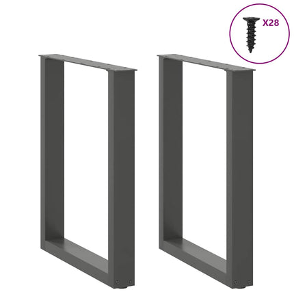 Matbordsben U-formade 2 st antracit 70x(72-73) cm stål