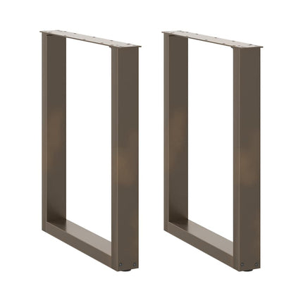 Matbordsben U-formade 2 st naturstål 70x(72-73) cm stål
