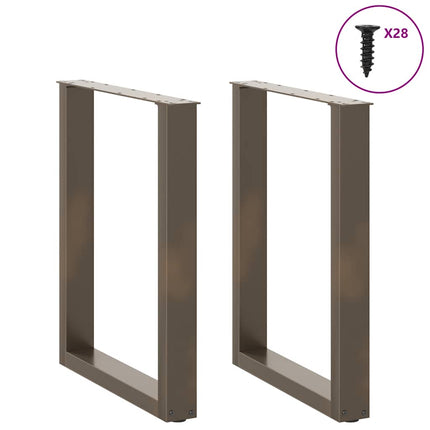 Matbordsben U-formade 2 st naturstål 70x(72-73) cm stål