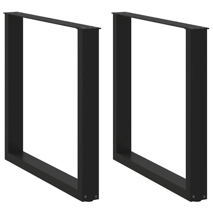 Matbordsben U-formade 2 st svarta 80x(72-73) cm stål