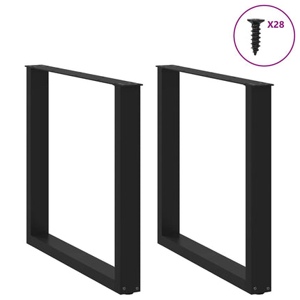 Matbordsben U-formade 2 st svarta 80x(72-73) cm stål