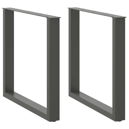 Matbordsben U-formade 2 st antracit 80x(72-73) cm stål