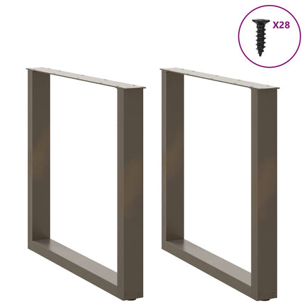 Matbordsben U-formade 2 st naturstål 80x(72-73) cm stål
