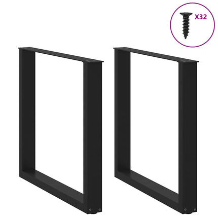 Matbordsben U-formade 2 st svarta 90x(72-73) cm stål
