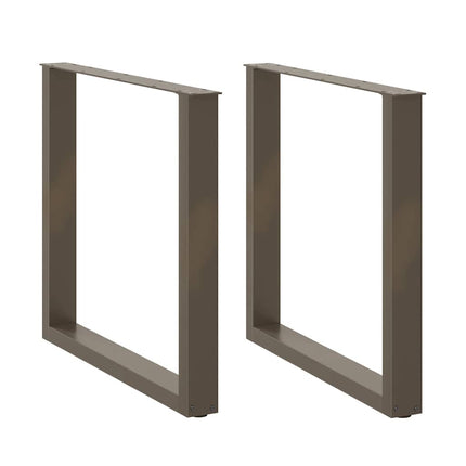 Matbordsben U-formade 2 st naturstål 90x(72-73) cm stål