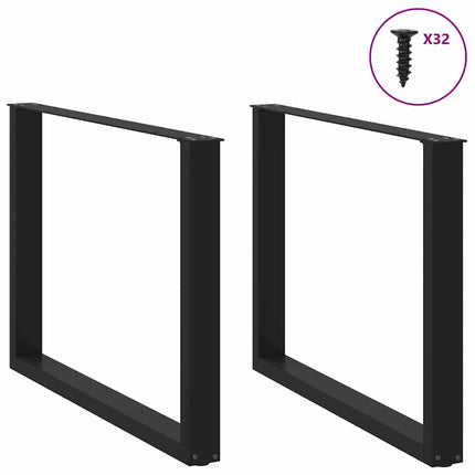 Matbordsben U-formade 2 st svarta 100x(72-73) cm stål