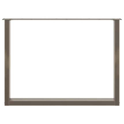 Matbordsben U-formade 2 st naturstål 100x(72-73) cm stål