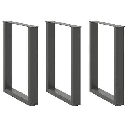 Matbordsben U-formade 3 st antracit 70x(72-73) cm stål