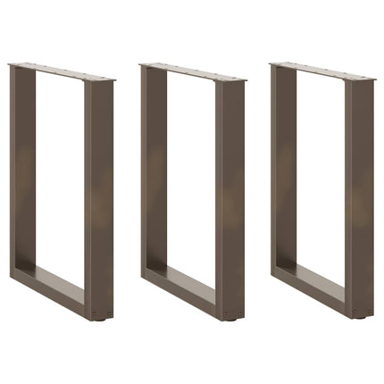 Matbordsben U-formade 3 st naturstål 70x(72-73) cm stål