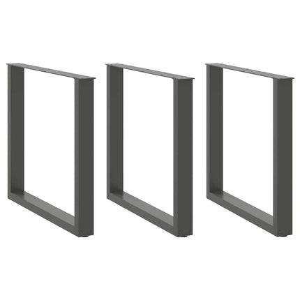 Matbordsben U-formade 3 st antracit 80x(72-73) cm stål