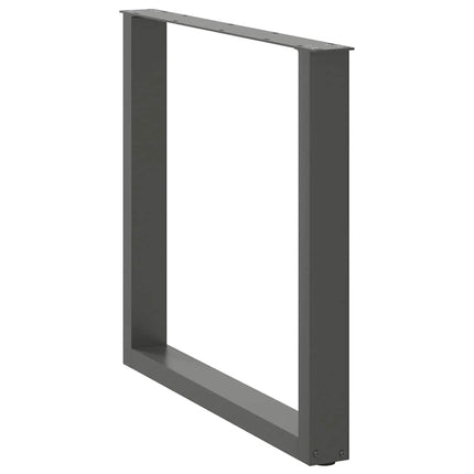 Matbordsben U-formade 3 st antracit 80x(72-73) cm stål