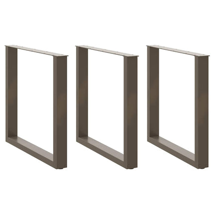 Matbordsben U-formade 3 st naturstål 80x(72-73) cm stål