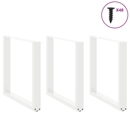 Matbordsben U-formade 3 st vita 90x(72-73) cm stål