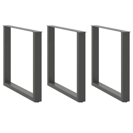 Matbordsben U-formade 3 st antracit 90x(72-73) cm stål