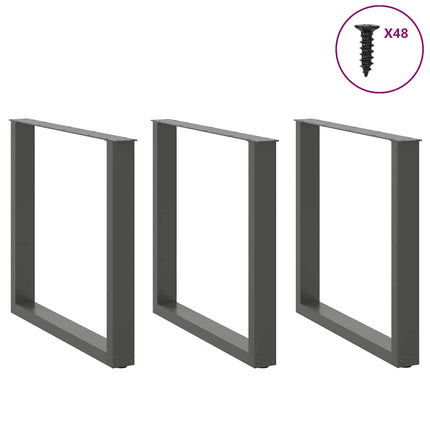 Matbordsben U-formade 3 st antracit 90x(72-73) cm stål