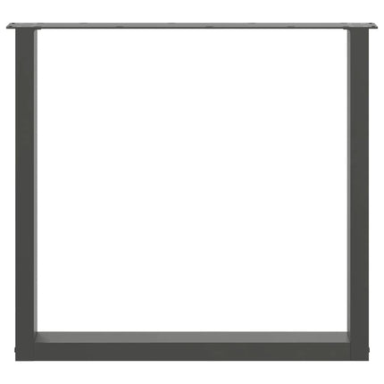 Matbordsben U-formade 3 st antracit 90x(72-73) cm stål
