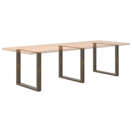 Matbordsben U-formade 3 st naturstål 90x(72-73) cm stål