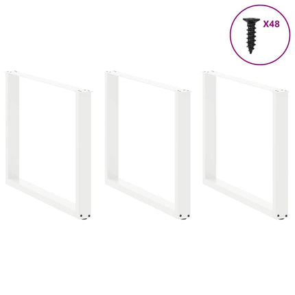 Matbordsben U-formade 3 st vita 100x(72-73) cm stål