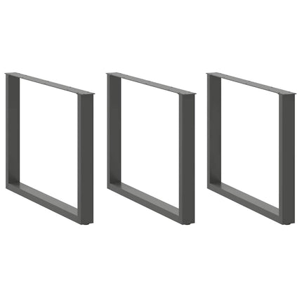 Matbordsben U-formade 3 st antracit 100x(72-73) cm stål