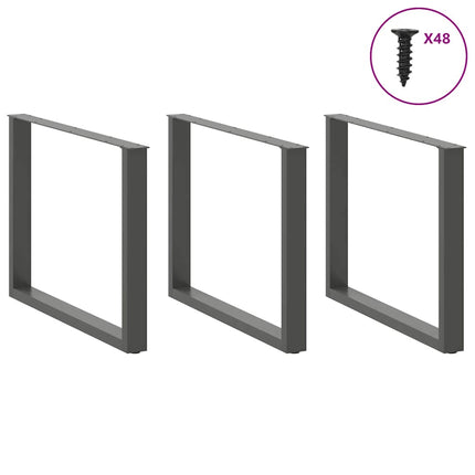 Matbordsben U-formade 3 st antracit 100x(72-73) cm stål