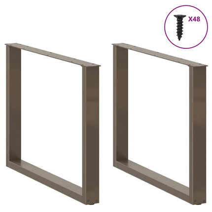 Matbordsben U-formade 3 st naturstål 100x(72-73) cm stål