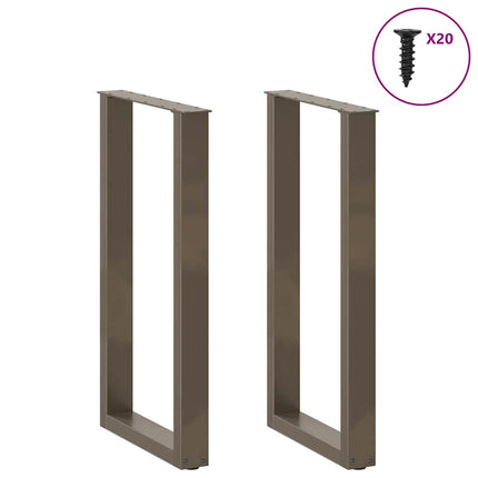 Barbordsben U-formade 2 st naturstål 40x(90-91) cm stål
