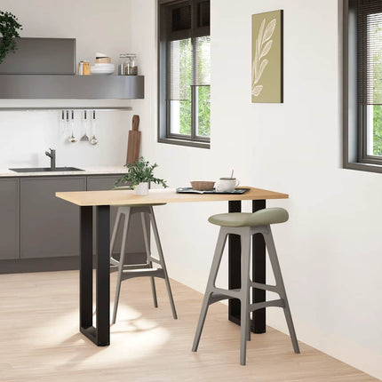 Barbordsben U-formade 2 st svarta 50x(90-91) cm stål