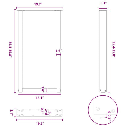 Barbordsben U-formade 2 st antracit 50x(90-91) cm stål