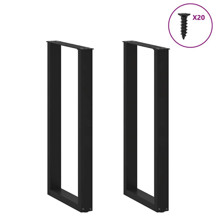 Barbordsben U-formade 2 st svarta 40x(100-101) cm stål