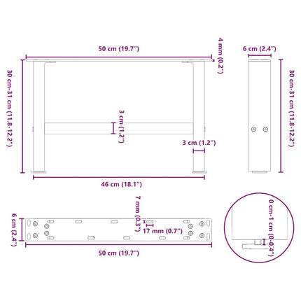 Soffbordsben antracit 2 st 50x(30-31) cm stål