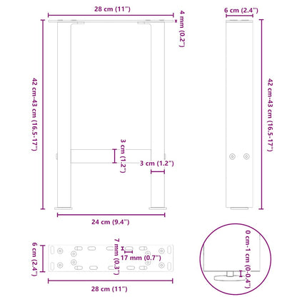 Soffbordsben antracit 2 st 28x(42-43) cm stål