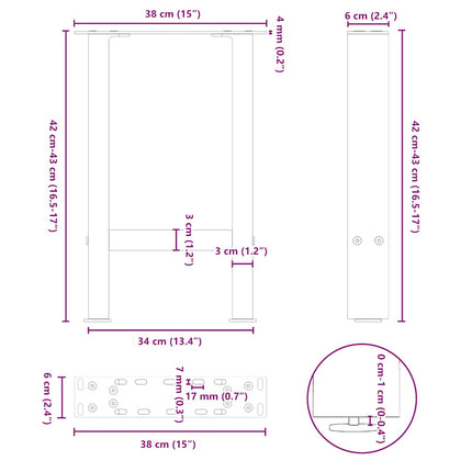 Soffbordsben naturstål 2 st 38x(42-43) cm stål