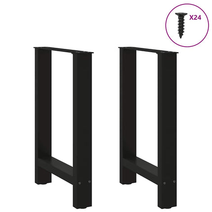 Matbordsben svarta 2 st 50x(72-73) cm stål