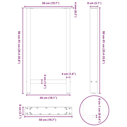 Barbordsben svarta 2 st 50x(90-91) cm stål