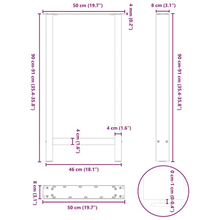 Barbordsben naturstål 2 st 50x(90-91) cm stål
