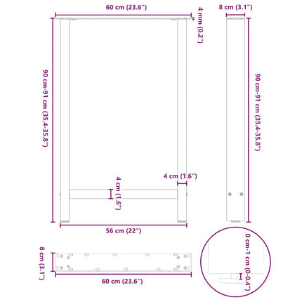 Barbordsben svarta 2 st 60x(90-91) cm stål