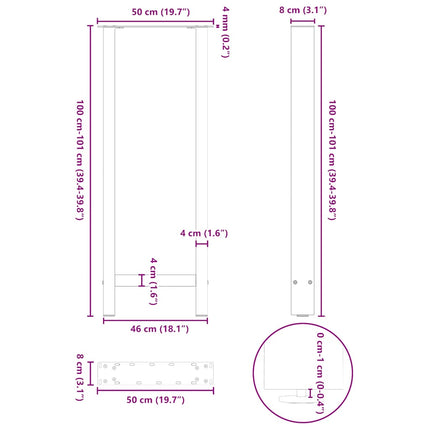 Barbordsben naturstål 2 st 50x(100-101) cm stål