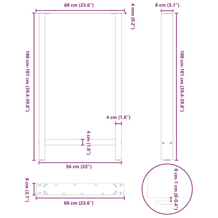 Barbordsben vita 2 st 60x(100-101) cm stål