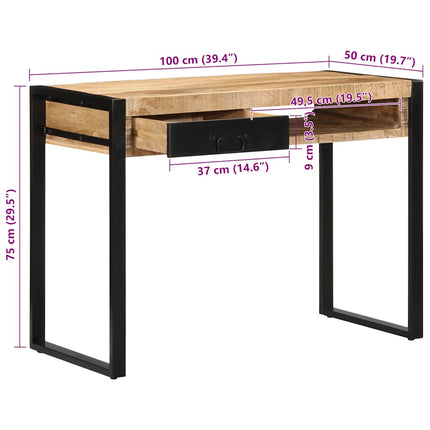 Skrivbord 100x50x75 cm massivt grovt trä mango